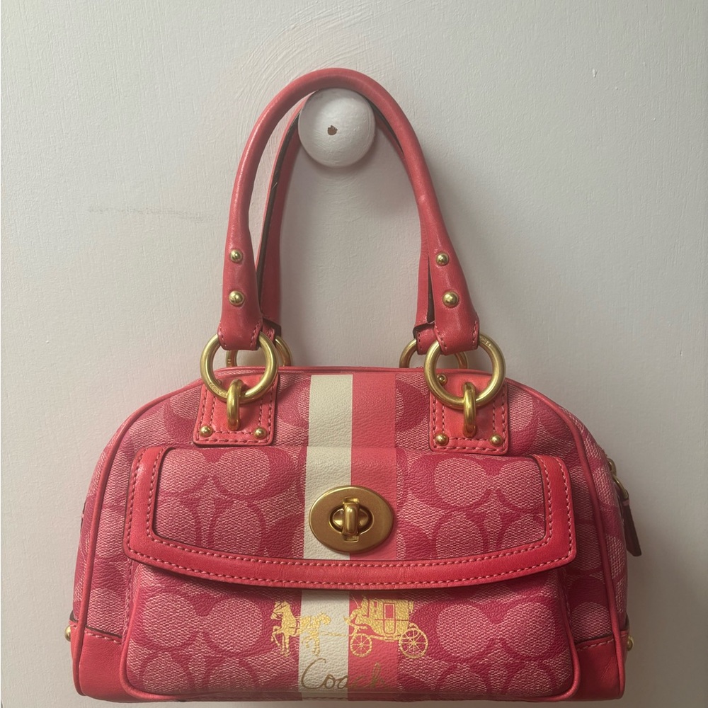 Coach Vintage pink heritage striped satchel bag 2011